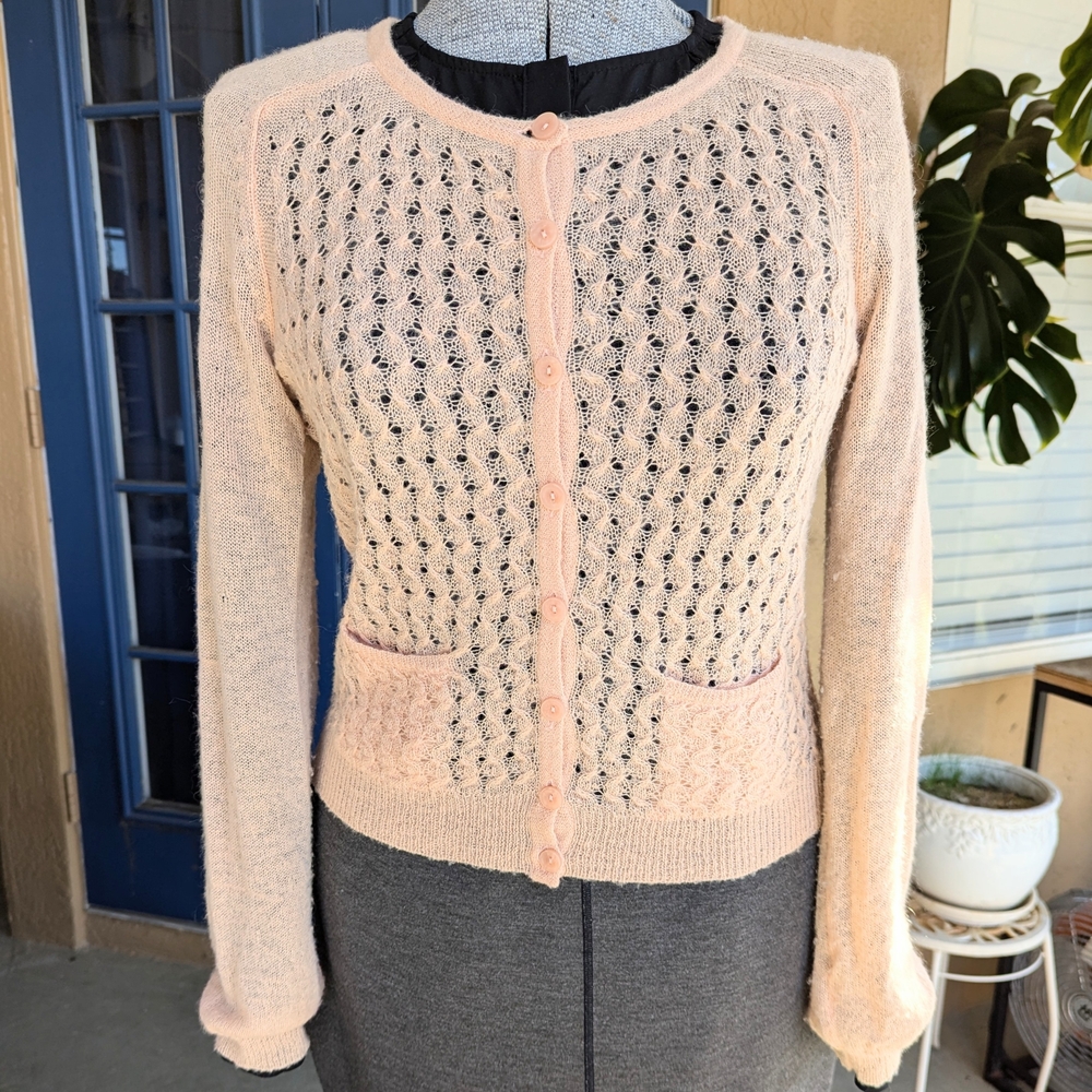 Guinevere Anthropology Peach Pink Knit Cardi